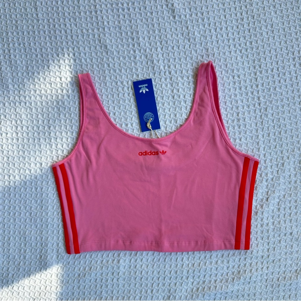 NWT adidas crop tank top size large pink glow